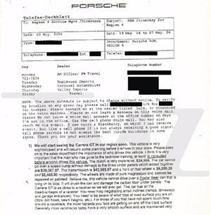 Официальная памятка Porsche для дилеров с рекомендациями, как обращаться с Carrera GT