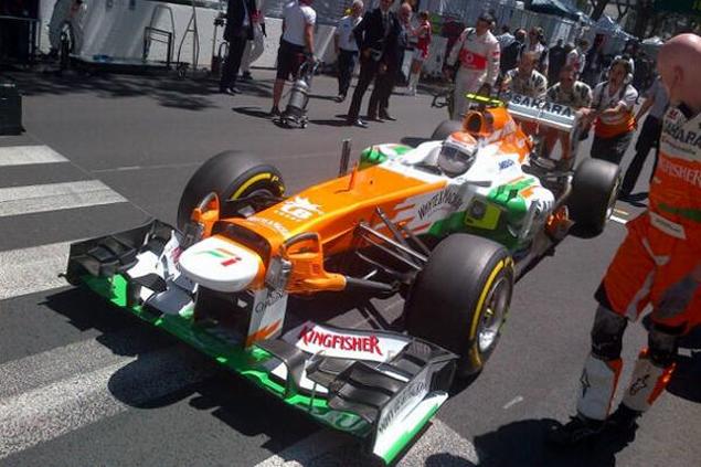 Механики Force India приделали "пылесосы" для охлаждения тормозов прямо к носовой части болида Адриана Сутила.