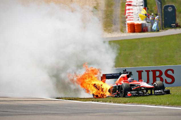 Горящая Marussia Жюля Бьянки