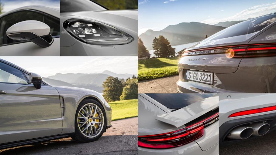 Porsche Panamera Turbo — это «раскладной» задний спойлер (у остальных версий он не имеет столь сложной кинематики), 420-миллиметровые карбон-керамические тормоза с 10-поршневыми «машинками» (опция за 650 тысяч рублей) и грозный рык выпускной системы. Ну и разгон до «сотни» за 3,6 секунды, конечно же.