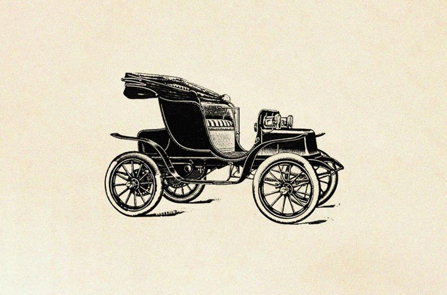 Первый автомобиль Detroit Electric 1907 года, который был больше похож на двухместную конную коляску.