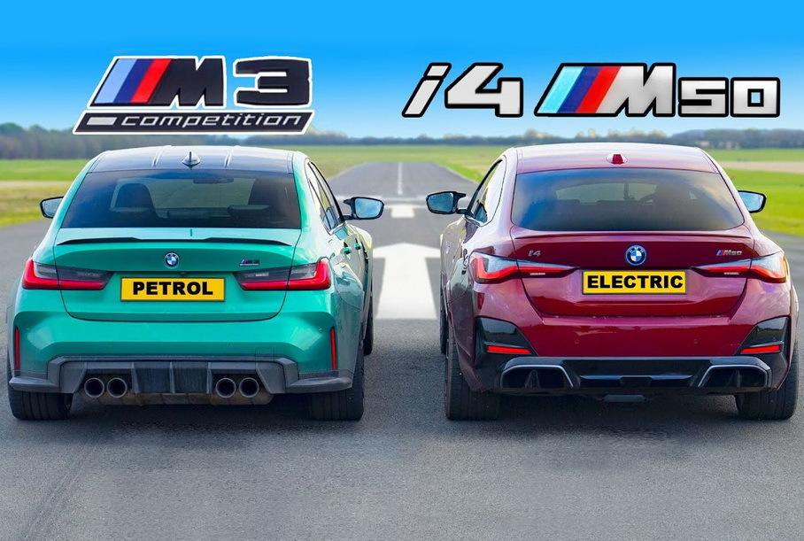 Дрэг-гонка: новая BMW M3 Competition против BMW i4 M50