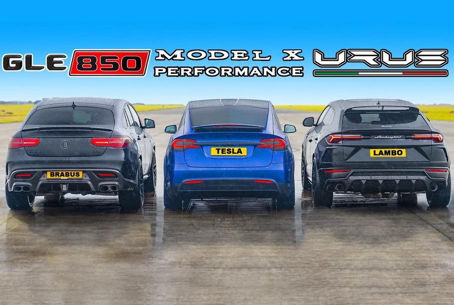 Дрэг-гонка: Brabus 850 против Lambo Urus и Tesla Model X