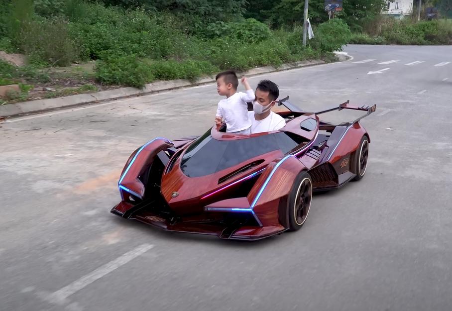 Lamborghini V12 Vision Gran Turismo превратили в деревянный электромобиль