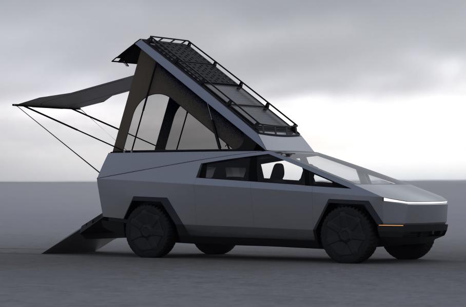 Tesla Cybertruck превратили в дом на колесах с кухней, душем и огромной кроватью