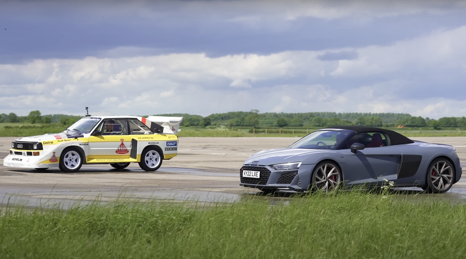 Классическую гоночную Audi сравнили в дрэге с современным дорожным спорткаром