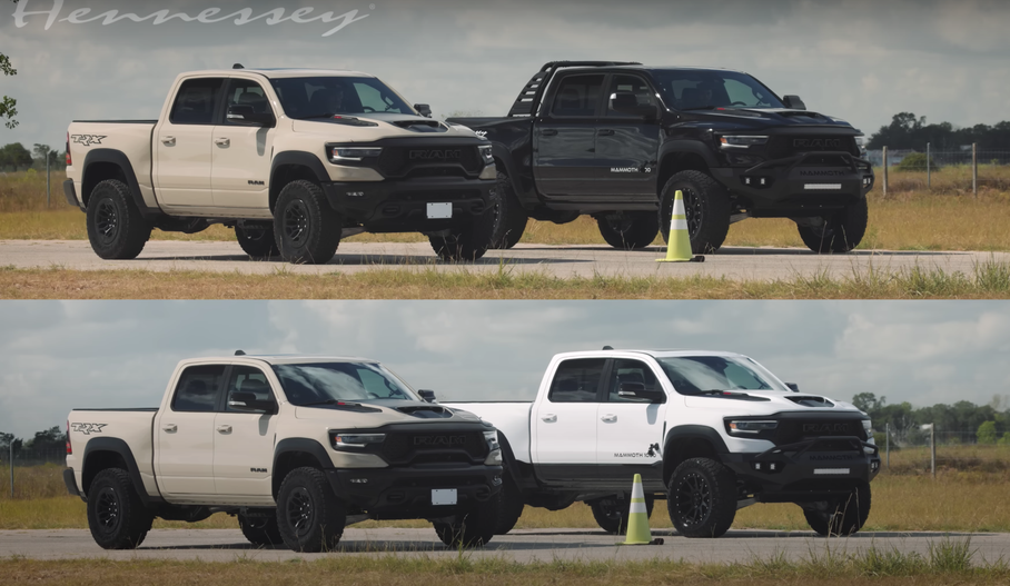 712-сильный Ram 1500 TRX сравнили в гонке с 1012-сильным Mammoth 1000 Ram TRX