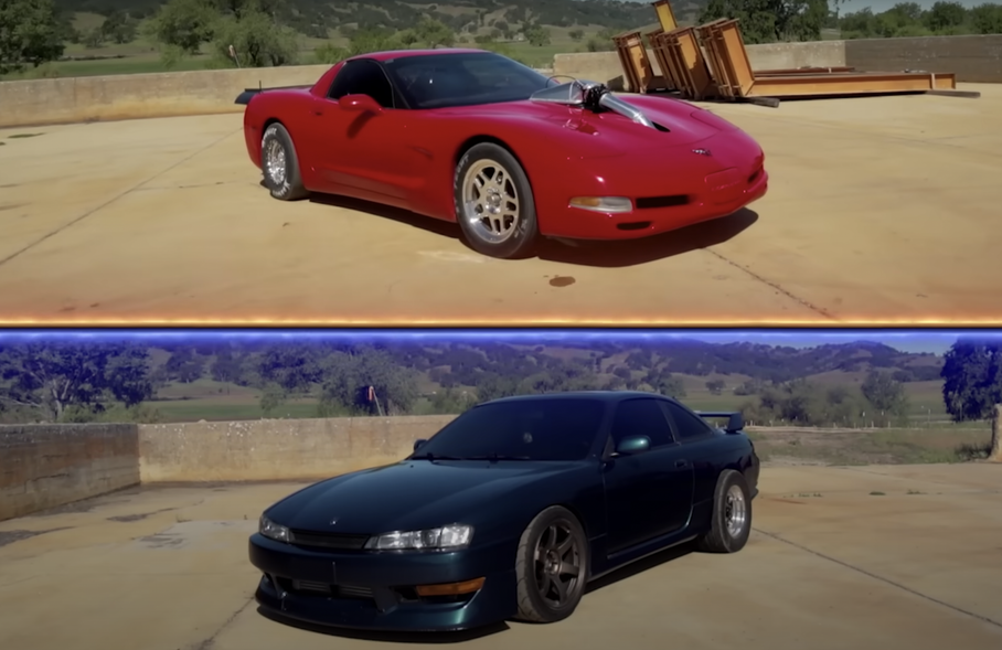 Дрэговые Chevrolet Corvette и Nissan 240SX сравнили в гонке