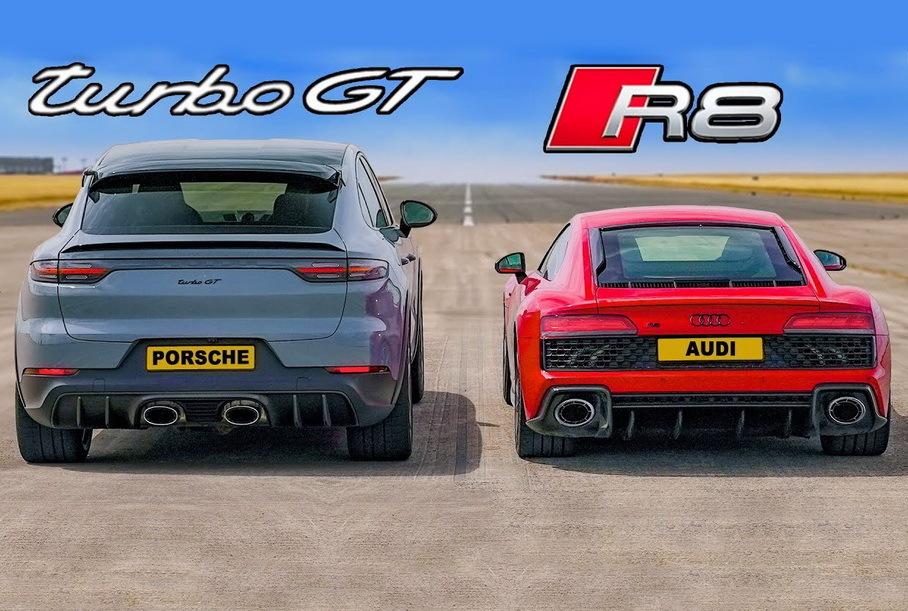 Дрэг-гонка: Porsche Cayenne Turbo GT против Audi R8 RWD