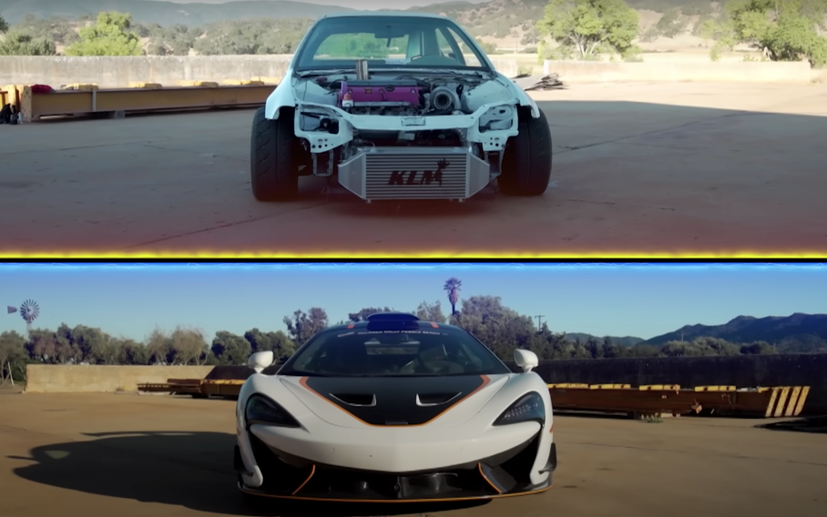 «Кольцевой» McLaren 620R и дрэговую Honda Civic сравнили в гонке по прямой