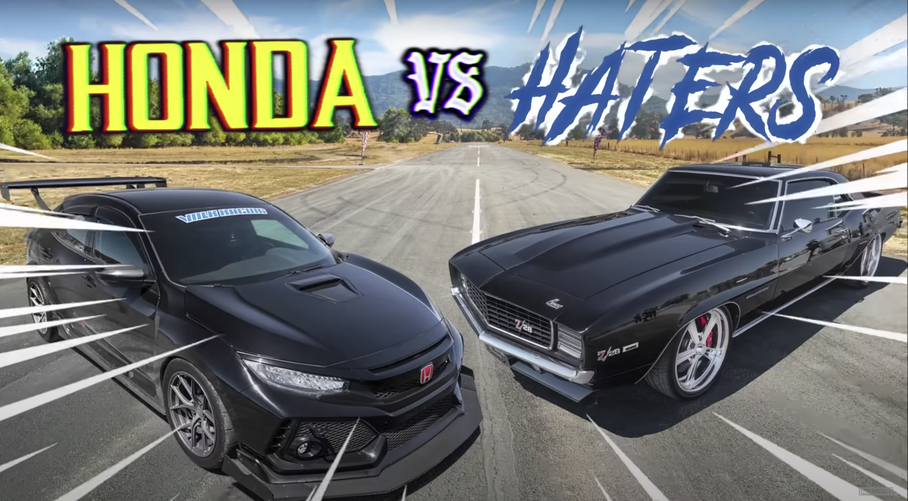 Современную Honda Civic и классический Chevrolet Camaro сравнили в гонке по прямой