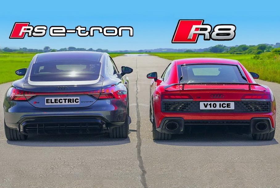 Дрэг-гонка: быстрейший электромобиль Audi против суперкара R8
