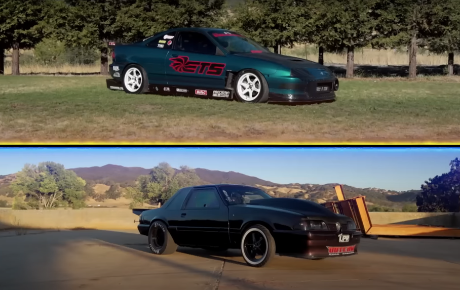 Дрэговые Acura Integra и Ford Mustang свели в гонке по прямой