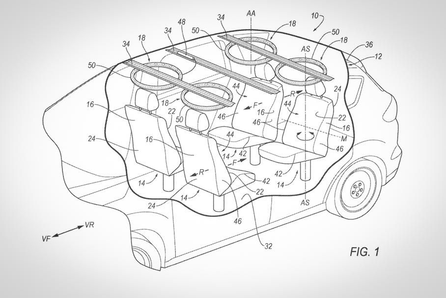 Ford запатентовал подушки безопасности на потолке автомобиля