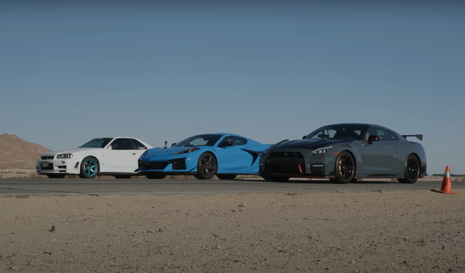 Новый Corvette и два поколения GT-R свели в гонке по прямой
