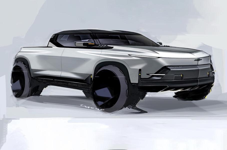 Chevrolet показала эскизы компактного электрического пикапа
