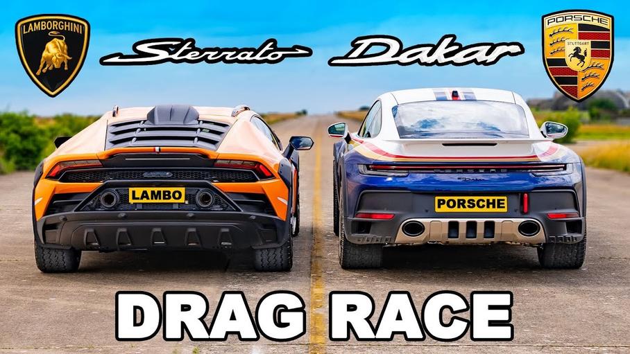 Внедорожные суперкары Lamborghini и Porsche сравнили в гонке по прямой