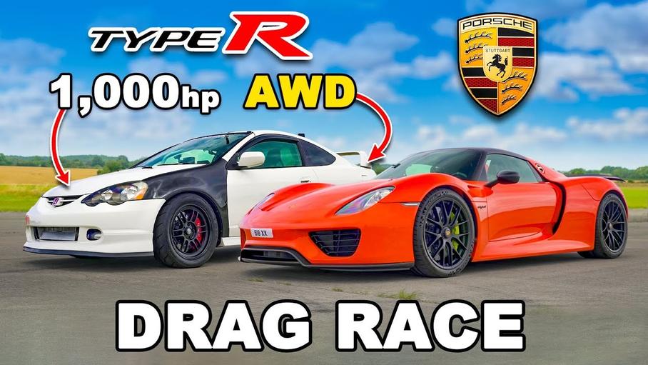 Видео: дуэль тюнинговой Honda Integra и супергибрида Porsche 918 Spyder