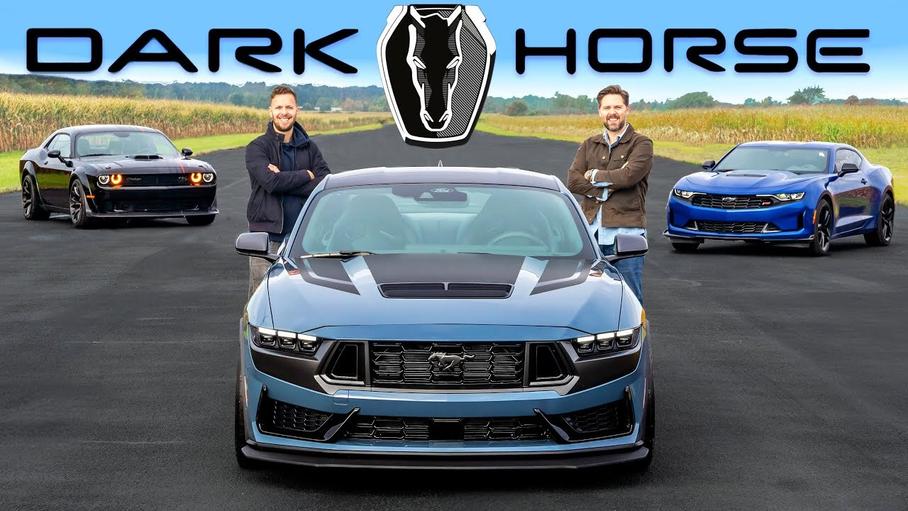 Битва масл-каров: Ford Mustang Dark Horse устроил гонку с Chevrolet Camaro и Dodge Challenger
