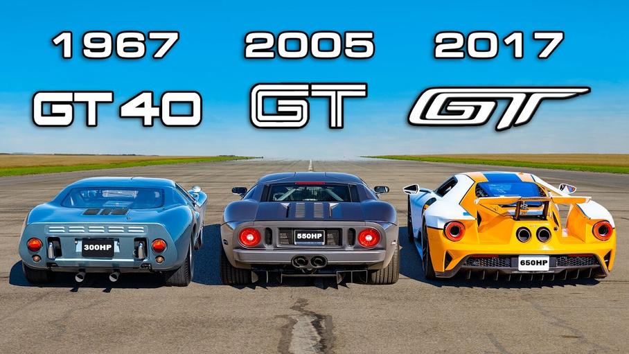 Видео: сразу три поколения Ford GT сошлись в гонке по прямой