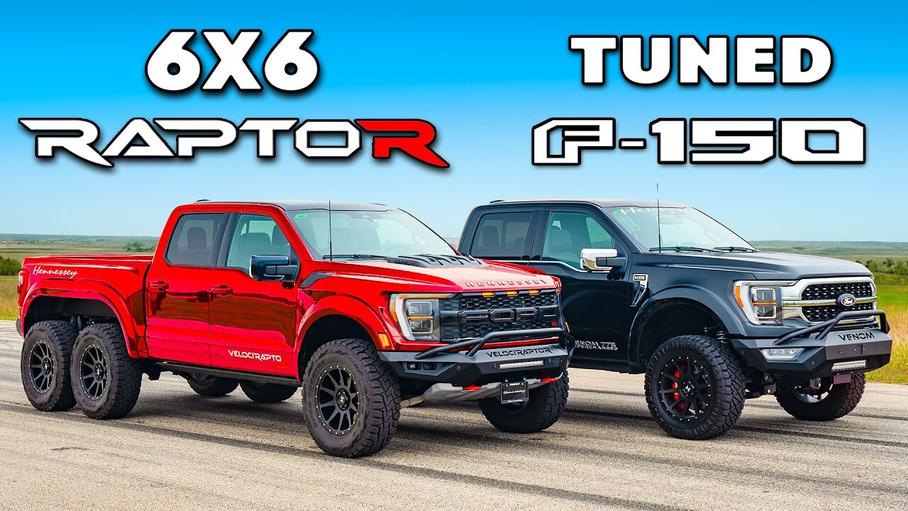 Видео: шестиколёсный суперпикап VelociRaptoR 6x6 свели в гонке с могучим Venom 775