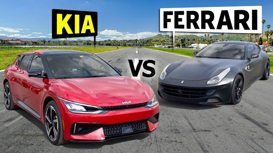 Видео: электрокар Kia EV6 GT бросил вызов суперкару Ferrari FF