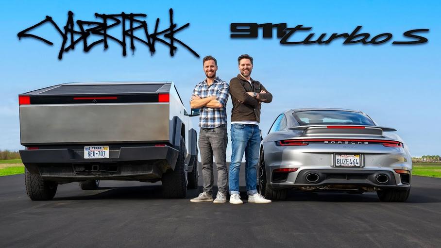 Видео: электропикап Tesla Cybertruck свели в гонке с Porsche 911 Turbo S