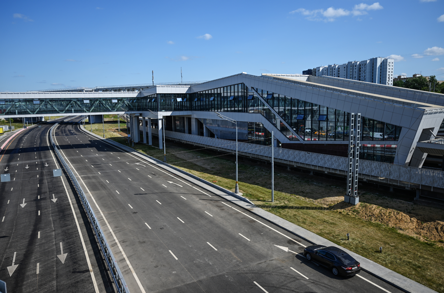 Участок Московского скоростного диаметра у станции МЦД Печатники